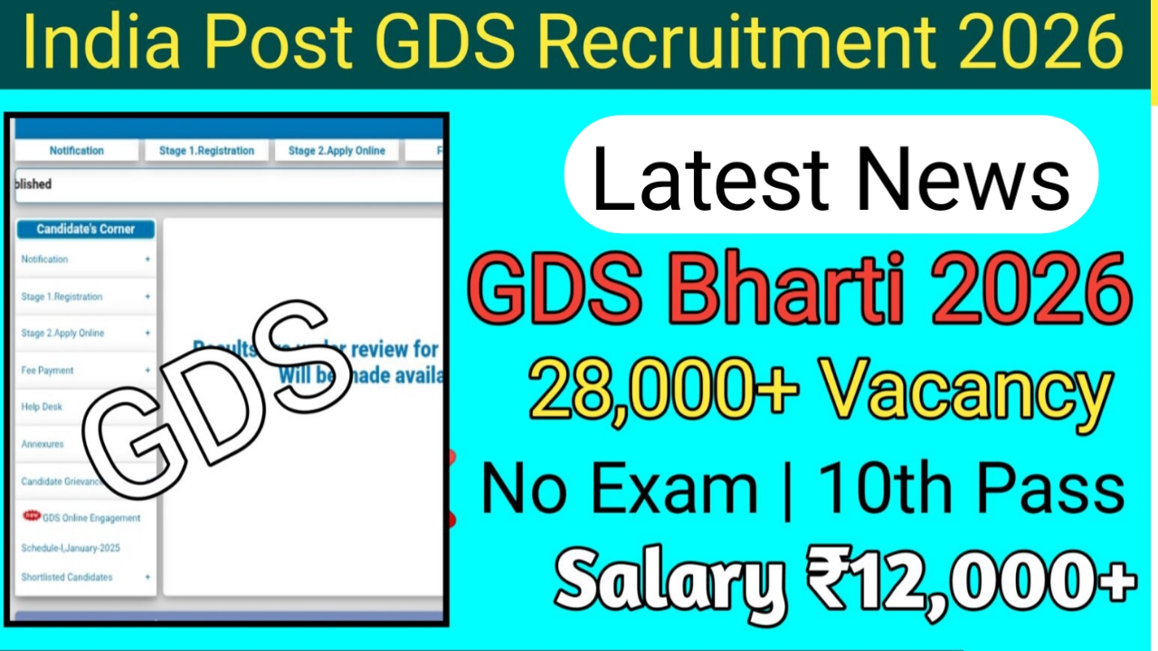 India Post GDS Recruitment 2026 28000 vacancy 10th pass apply online